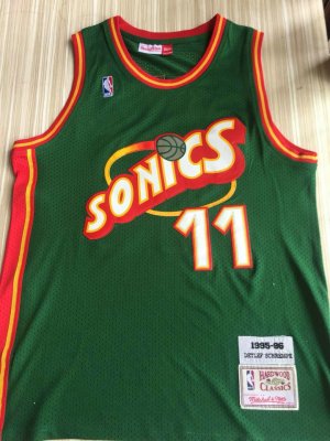 NBA 11 Schrempf Supersonics 1995-96 M&N Maillot Green